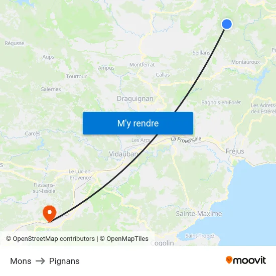 Mons to Pignans map