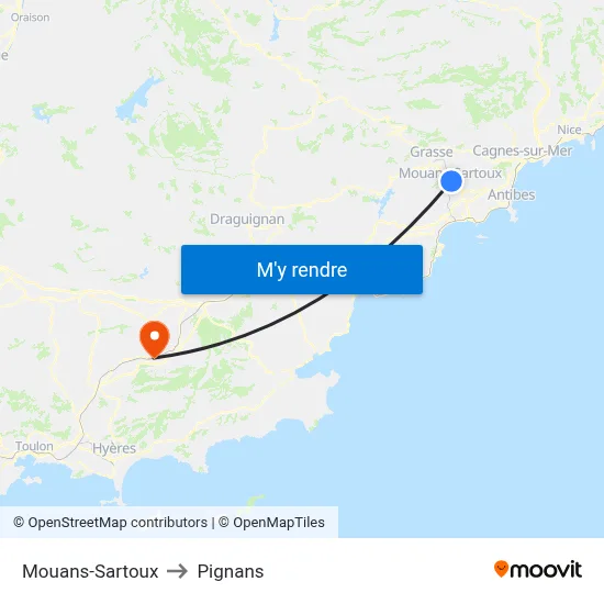 Mouans-Sartoux to Pignans map