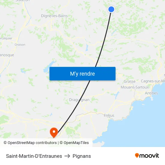 Saint-Martin-D'Entraunes to Pignans map