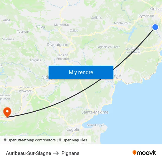 Auribeau-Sur-Siagne to Pignans map