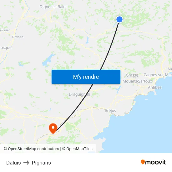 Daluis to Pignans map
