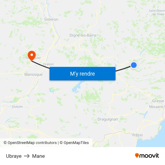 Ubraye to Mane map