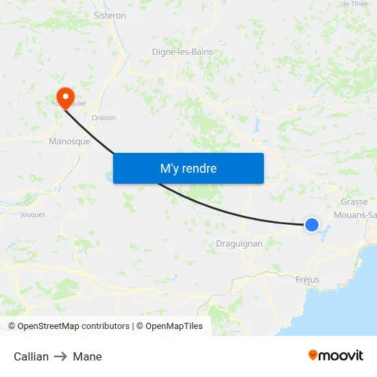Callian to Mane map