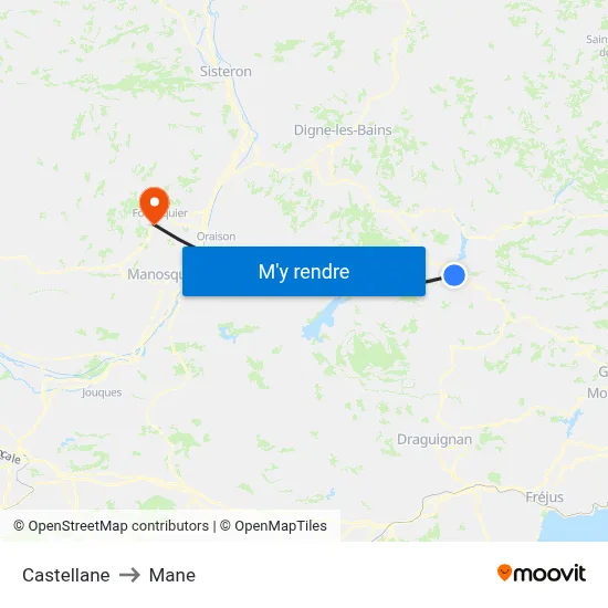 Castellane to Mane map