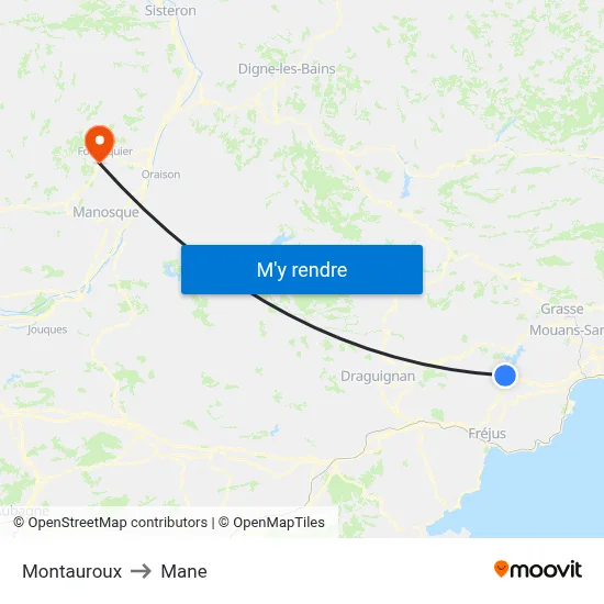 Montauroux to Mane map