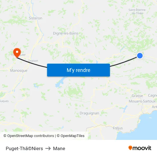 Puget-Thã©Niers to Mane map
