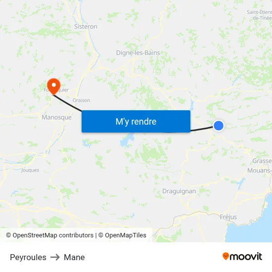 Peyroules to Mane map