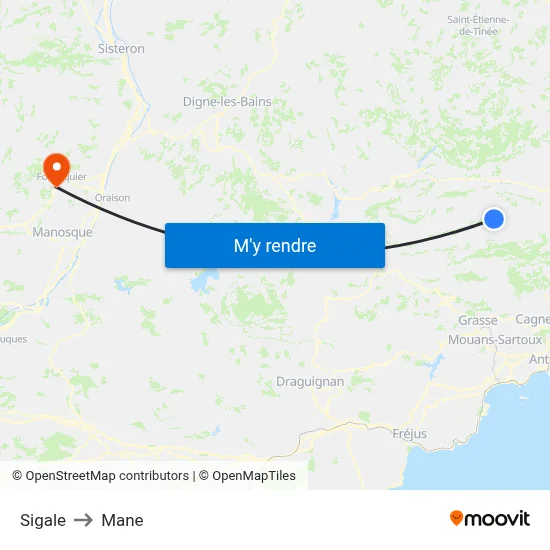 Sigale to Mane map