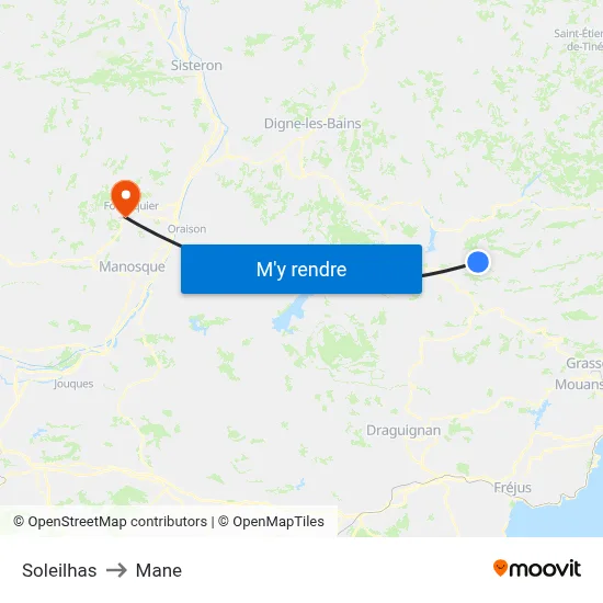 Soleilhas to Mane map