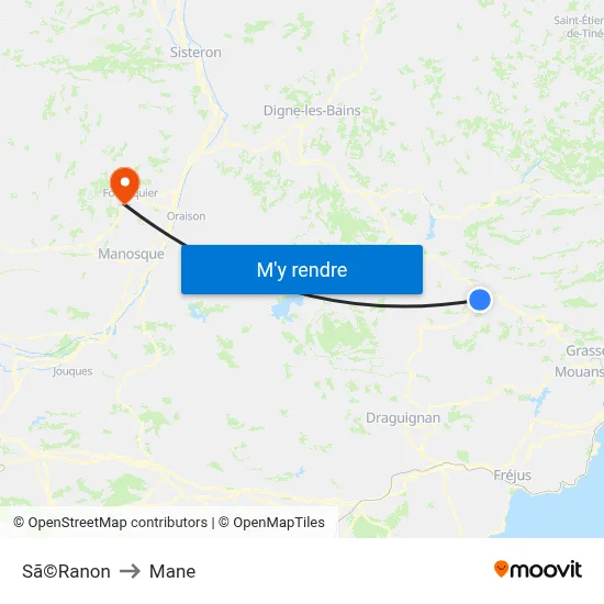 Sã©Ranon to Mane map