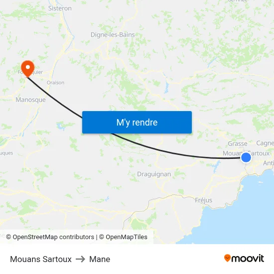 Mouans Sartoux to Mane map