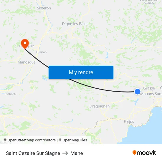 Saint Cezaire Sur Siagne to Mane map