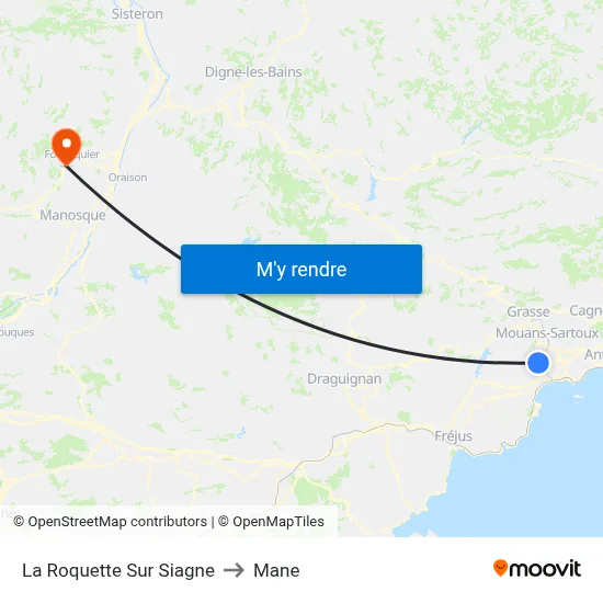 La Roquette Sur Siagne to Mane map