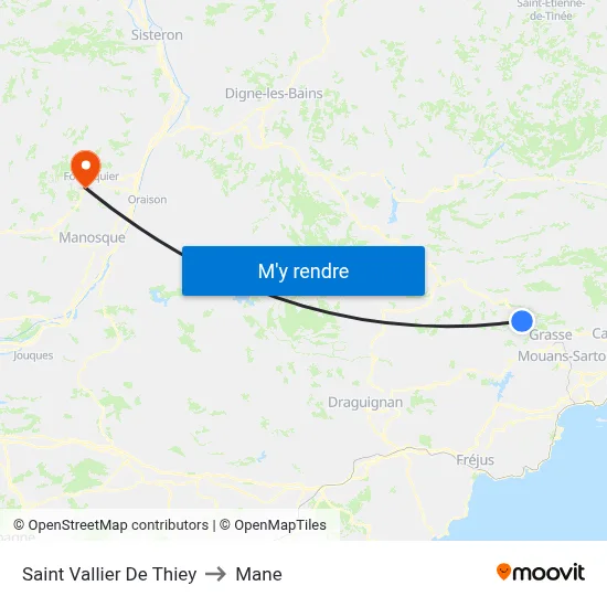 Saint Vallier De Thiey to Mane map