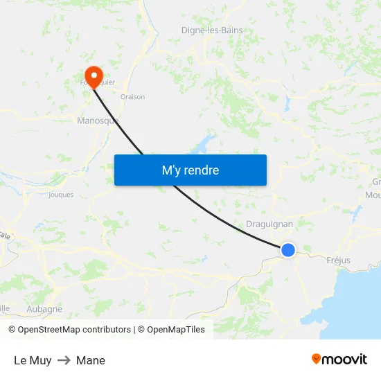 Le Muy to Mane map