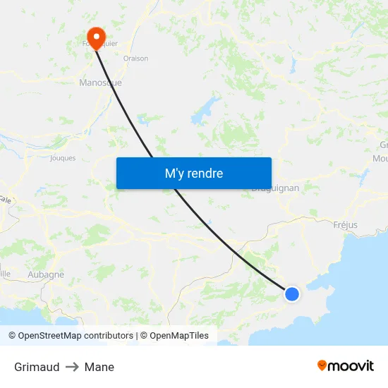 Grimaud to Mane map