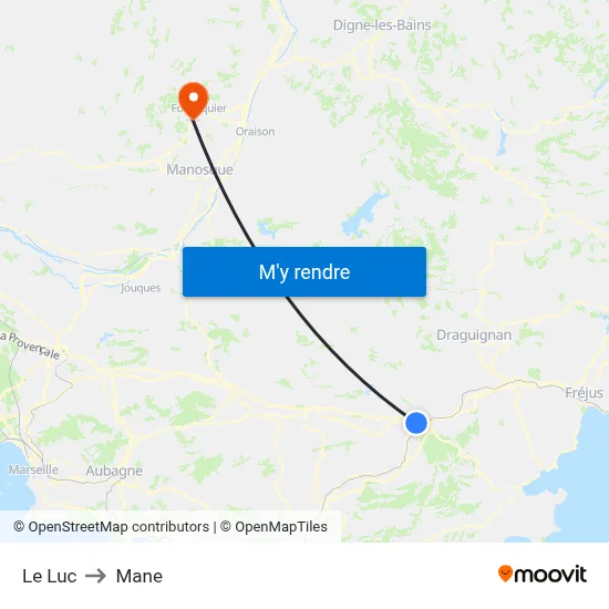 Le Luc to Mane map