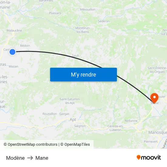 Modène to Mane map