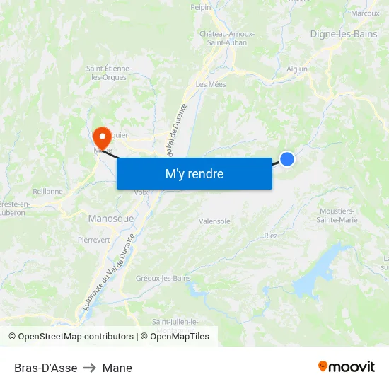 Bras-D'Asse to Mane map