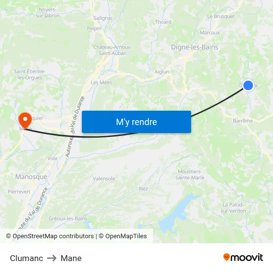 Clumanc to Mane map