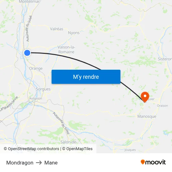 Mondragon to Mane map
