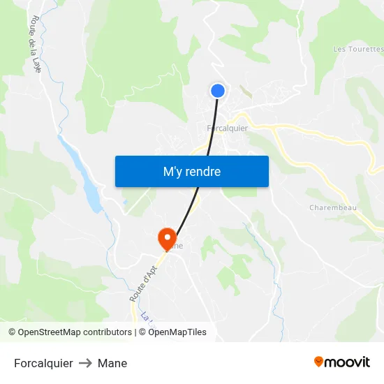 Forcalquier to Mane map