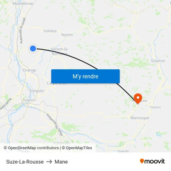 Suze-La-Rousse to Mane map