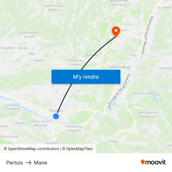 Pertuis to Mane map