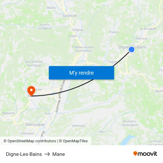 Digne-Les-Bains to Mane map