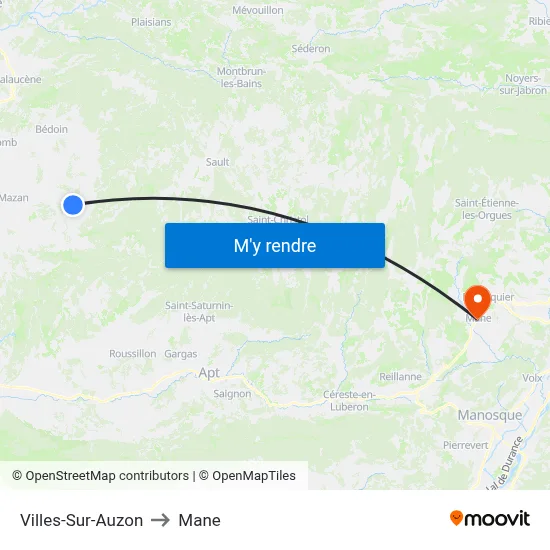 Villes-Sur-Auzon to Mane map