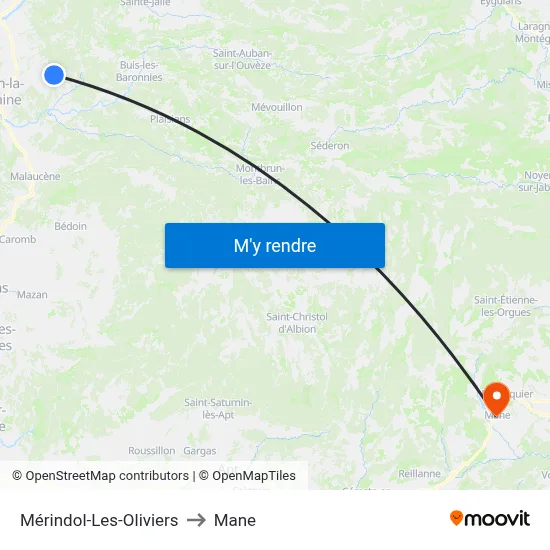 Mérindol-Les-Oliviers to Mane map