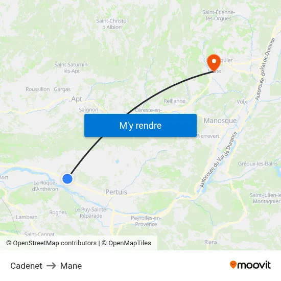 Cadenet to Mane map