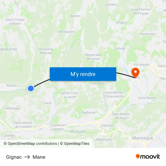 Gignac to Mane map