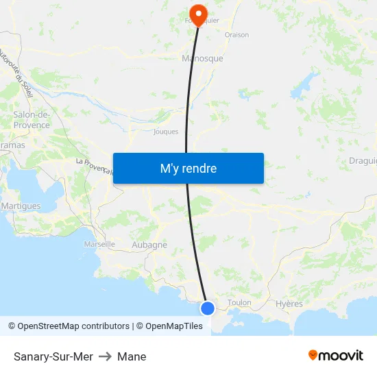 Sanary-Sur-Mer to Mane map