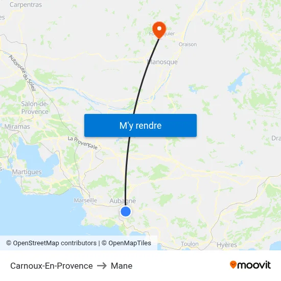 Carnoux-En-Provence to Mane map