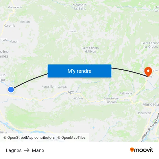 Lagnes to Mane map