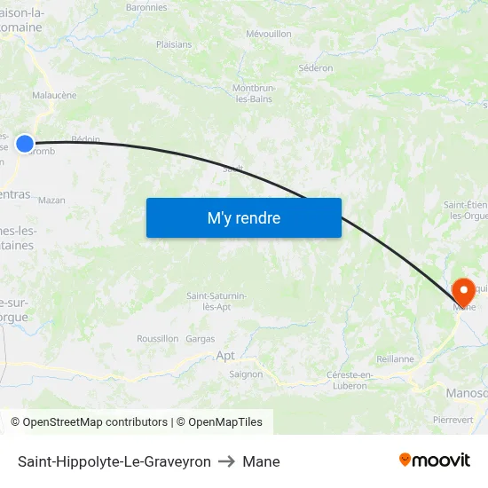 Saint-Hippolyte-Le-Graveyron to Mane map