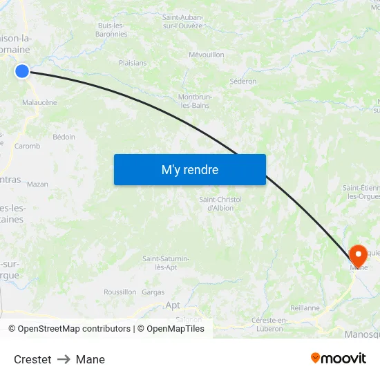 Crestet to Mane map