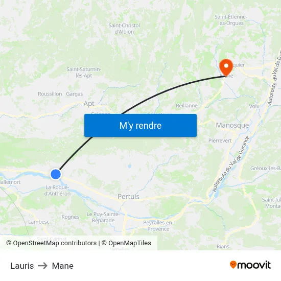 Lauris to Mane map