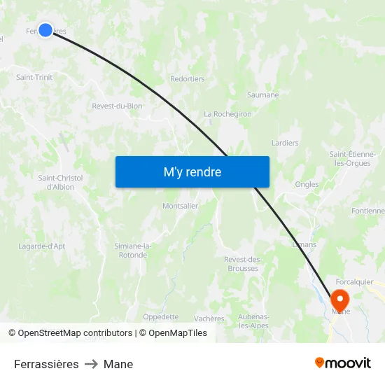 Ferrassières to Mane map