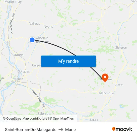 Saint-Roman-De-Malegarde to Mane map