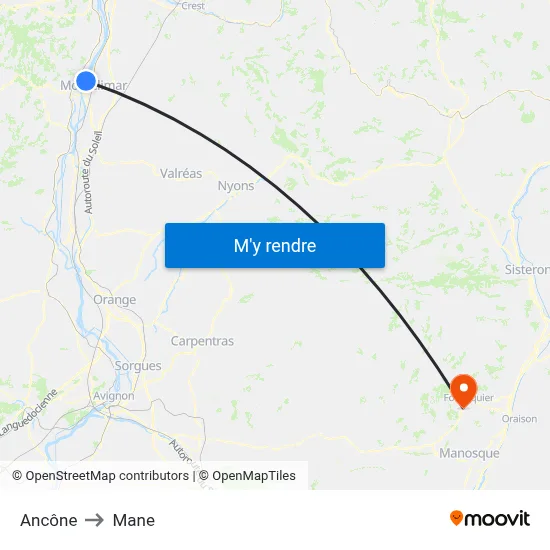 Ancône to Mane map