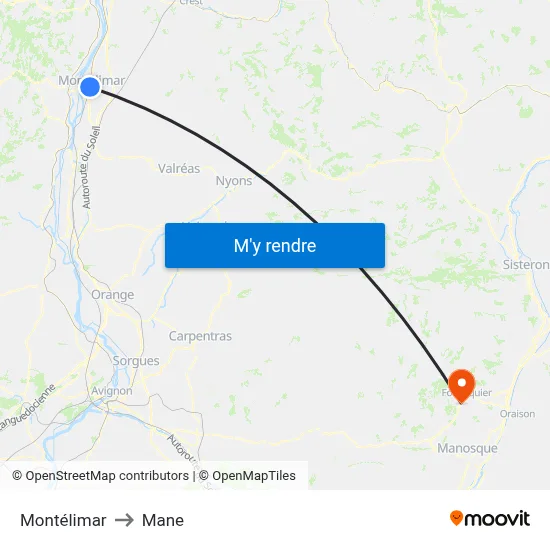 Montélimar to Mane map