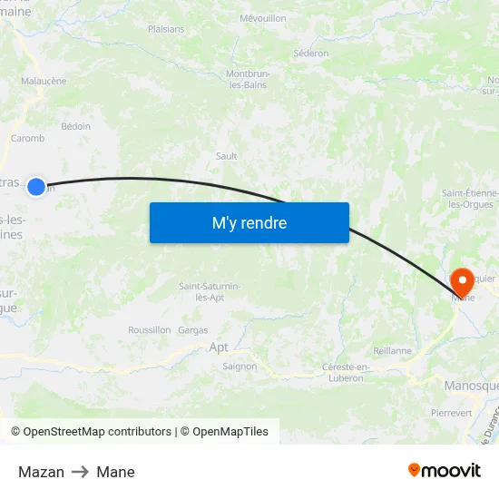 Mazan to Mane map