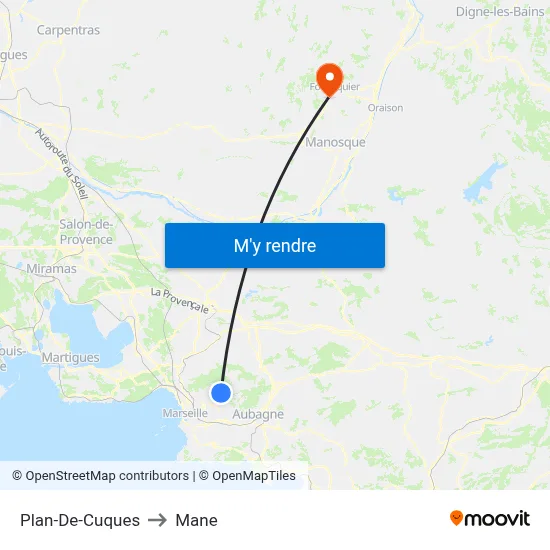 Plan-De-Cuques to Mane map