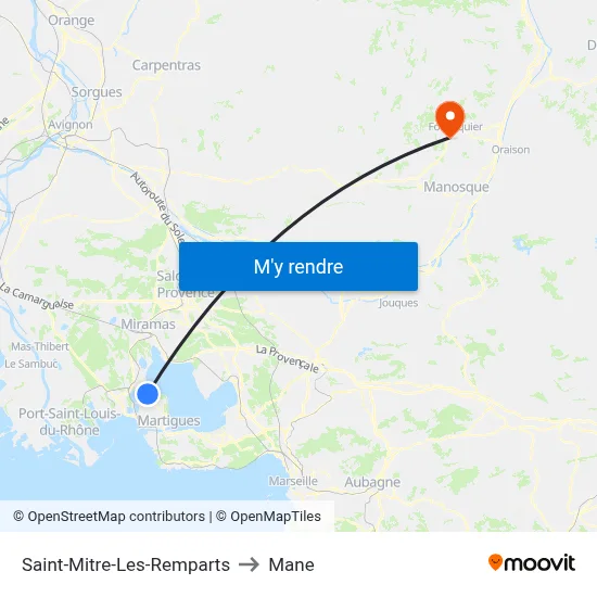 Saint-Mitre-Les-Remparts to Mane map