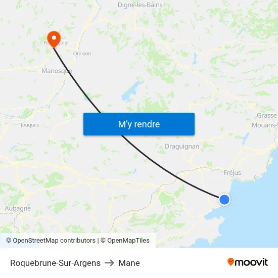 Roquebrune-Sur-Argens to Mane map