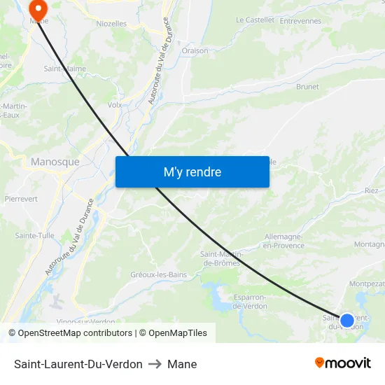 Saint-Laurent-Du-Verdon to Mane map