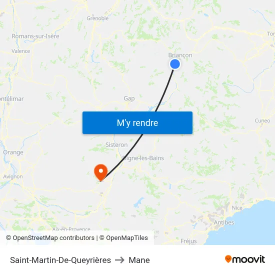 Saint-Martin-De-Queyrières to Mane map