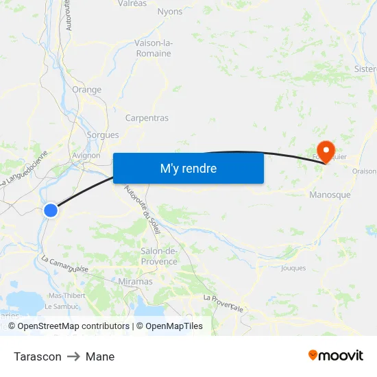 Tarascon to Mane map